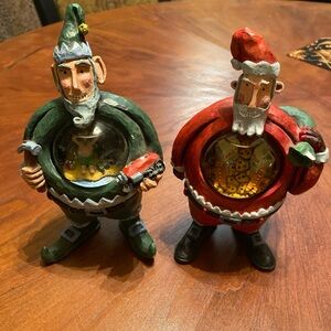 Festive Santa and Elf Holiday Figurines